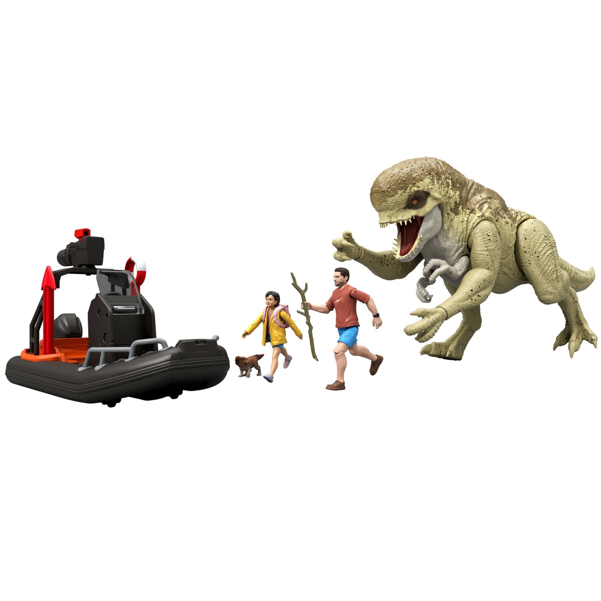 Jurassic World-Coffret Évasion de L’Île-Avec Embarcation et Figurines