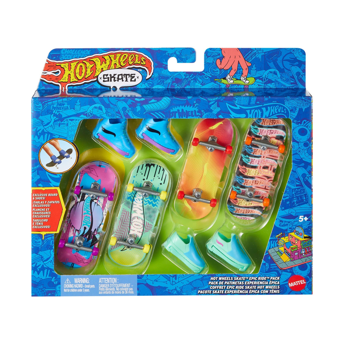 Hot Wheels Skate Vehículo de Juguete Paquete de Patinetas Experiencia Épica con Tenis