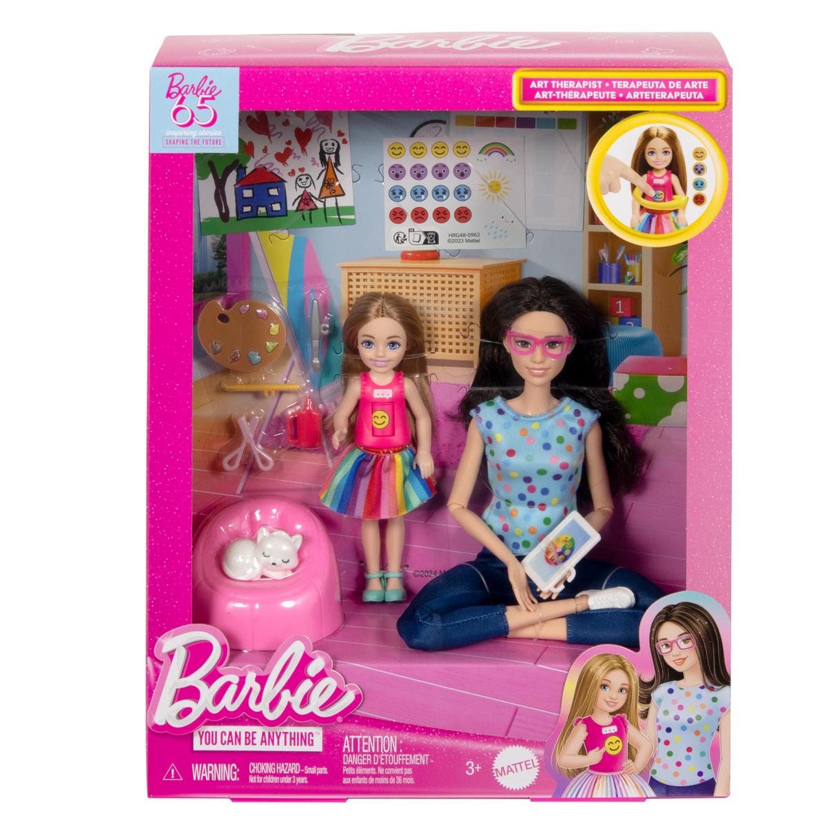Barbie  Coffret de Jeu  Art-Thérapie, 2Poupées, Animal, Accessoires