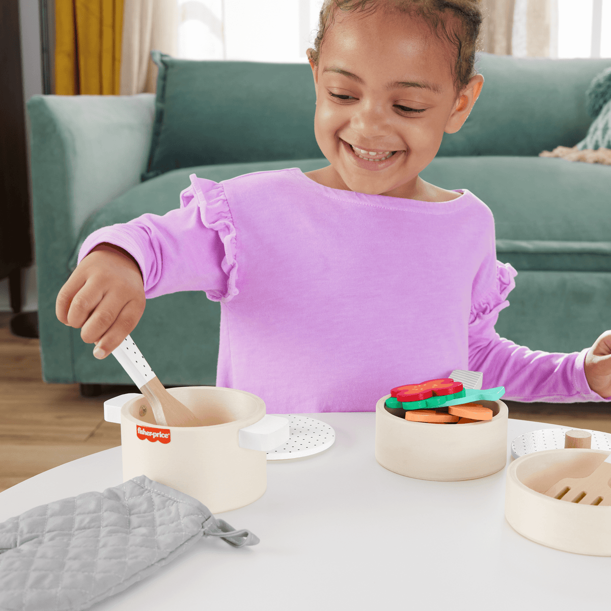 Fisher-Price Juguete para Bebés Set de Ollas y Sartenes de Madera